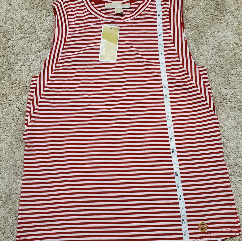 Michael Kors Red Striped Nautical Tank Shirt